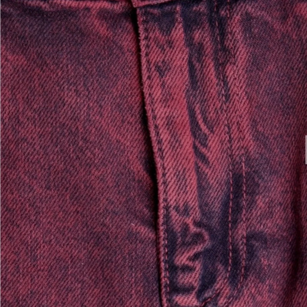 Ganni Colored Washed Denim Mini Skirt red/maroon  EUC